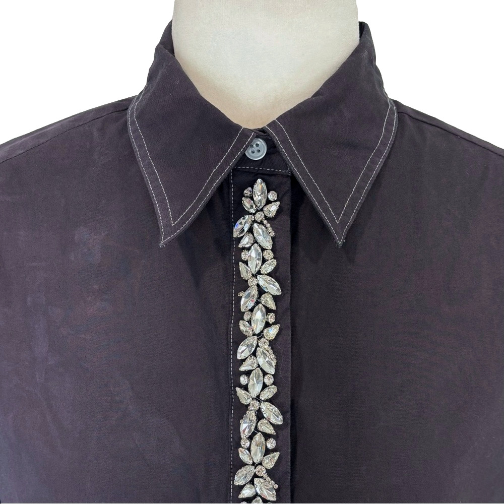 H&M charcoal rhinestone shirt